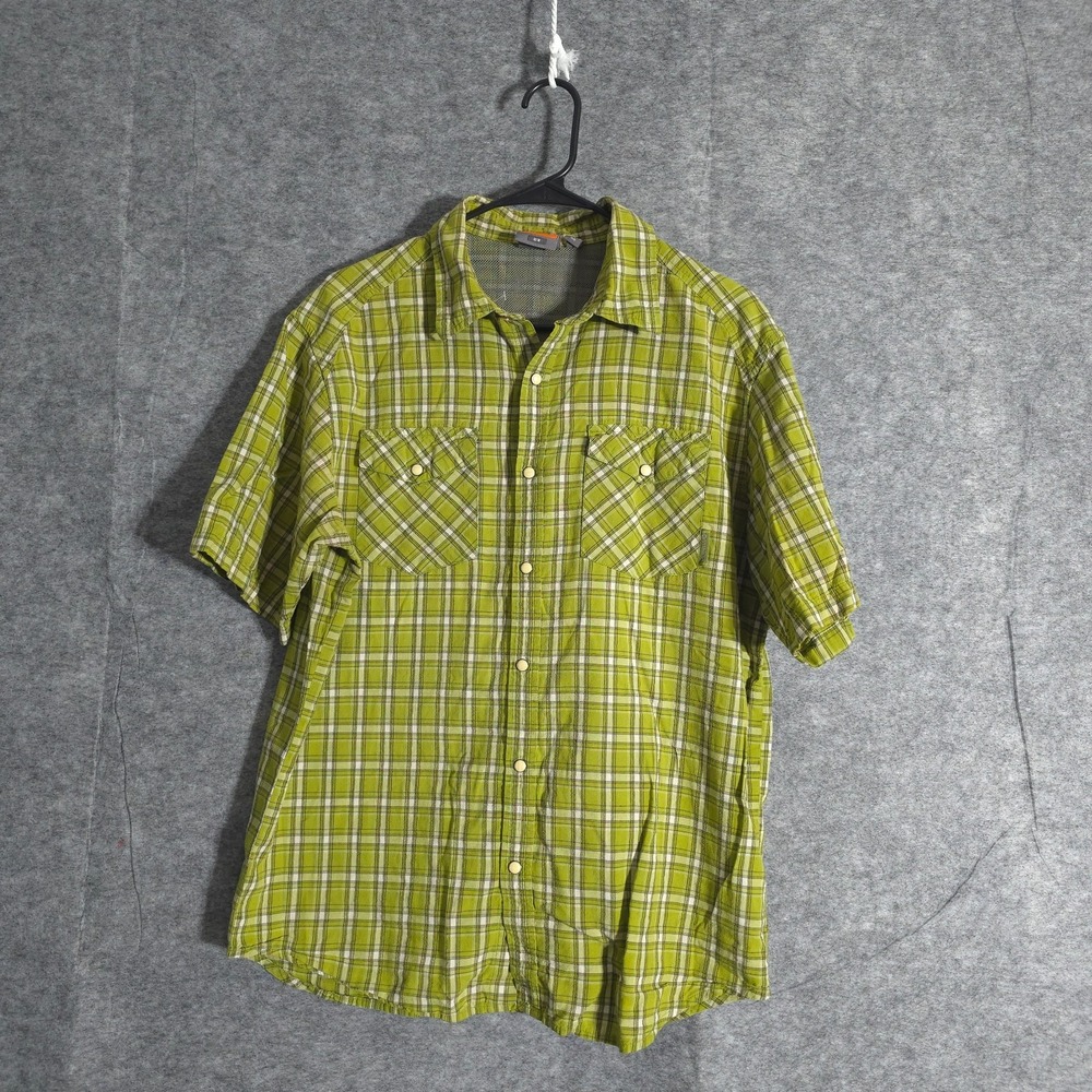 Merrell Opti-Wick Pearl Snap Shirt Men's Size Medium Plaid‎ Short Sleeve Outdoor